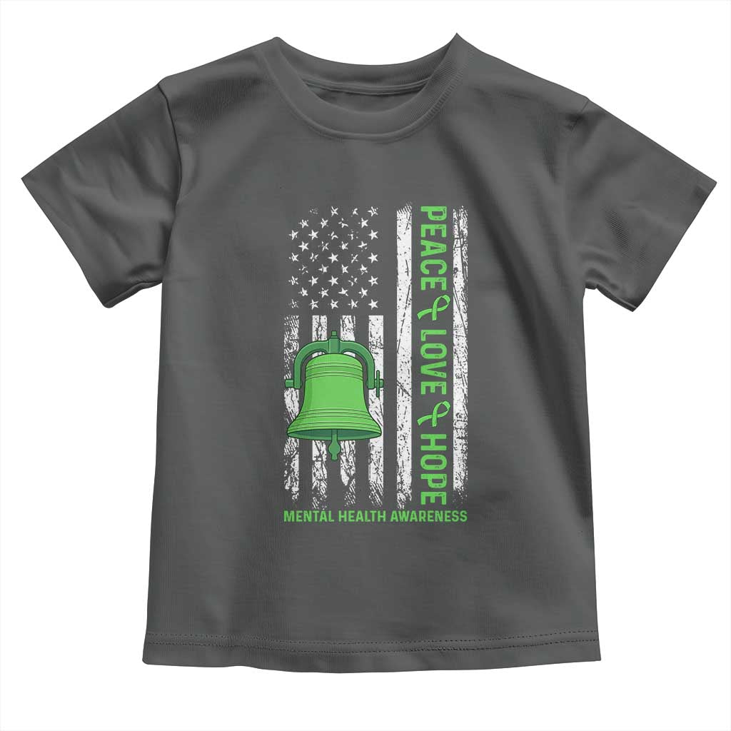 Mental Health Awarenes Toddler T Shirt Peace Love Hope Green Ribbon