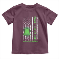 Mental Health Awarenes Toddler T Shirt Peace Love Hope Green Ribbon