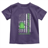 Mental Health Awarenes Toddler T Shirt Peace Love Hope Green Ribbon
