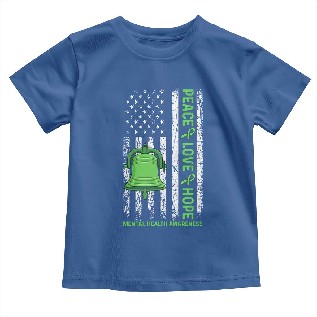 Mental Health Awarenes Toddler T Shirt Peace Love Hope Green Ribbon