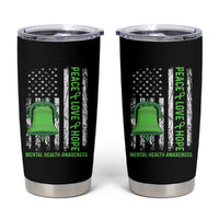 Mental Health Awarenes Tumbler Cup Peace Love Hope Green Ribbon