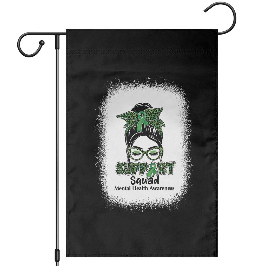 Mental Health Awarenes Garden Flag Messy Bun Green Ribbon Support