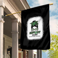 Mental Health Awarenes Garden Flag Messy Bun Green Ribbon Support