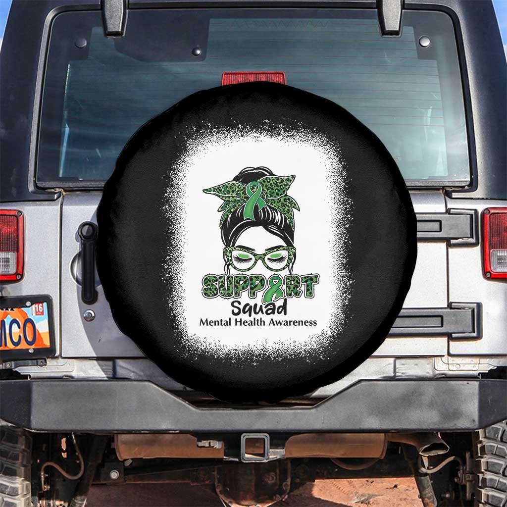 Mental Health Awarenes Spare Tire Cover Messy Bun Green Ribbon Support