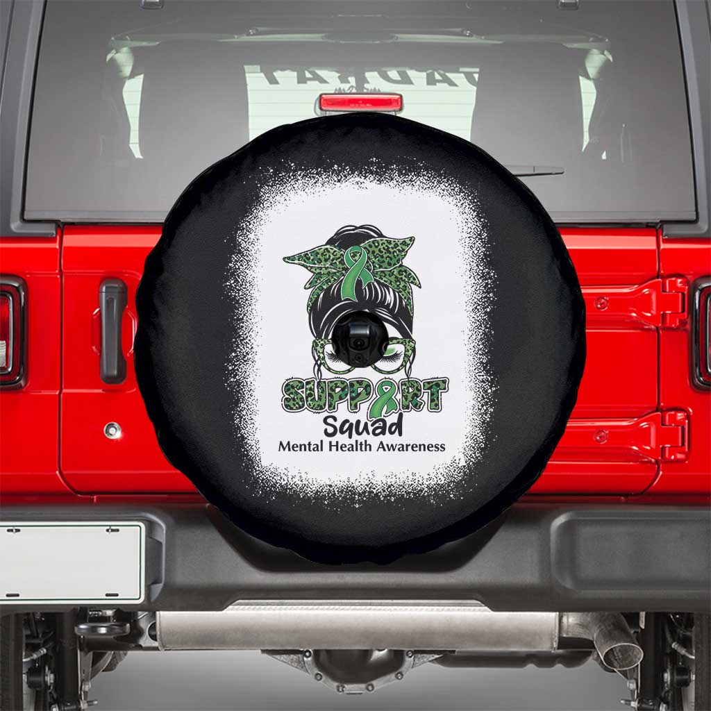 Mental Health Awarenes Spare Tire Cover Messy Bun Green Ribbon Support