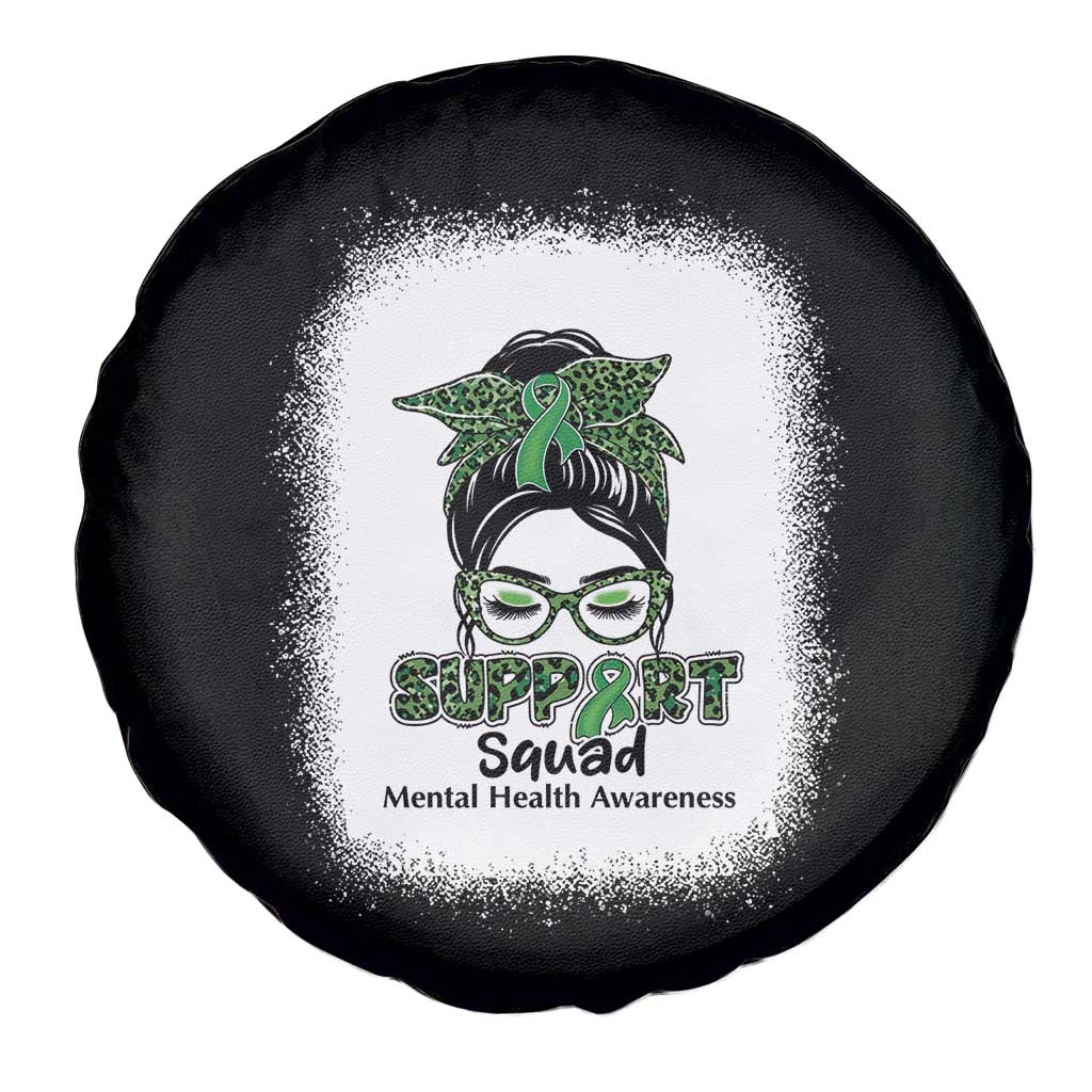Mental Health Awarenes Spare Tire Cover Messy Bun Green Ribbon Support