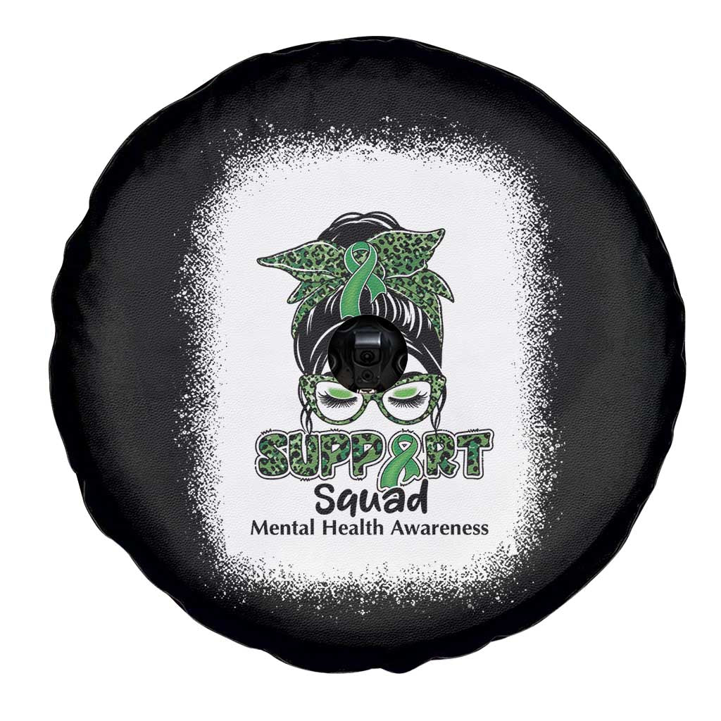 Mental Health Awarenes Spare Tire Cover Messy Bun Green Ribbon Support