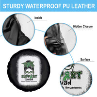 Mental Health Awarenes Spare Tire Cover Messy Bun Green Ribbon Support
