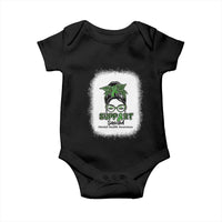 Mental Health Awarenes Baby Onesie Messy Bun Green Ribbon Support