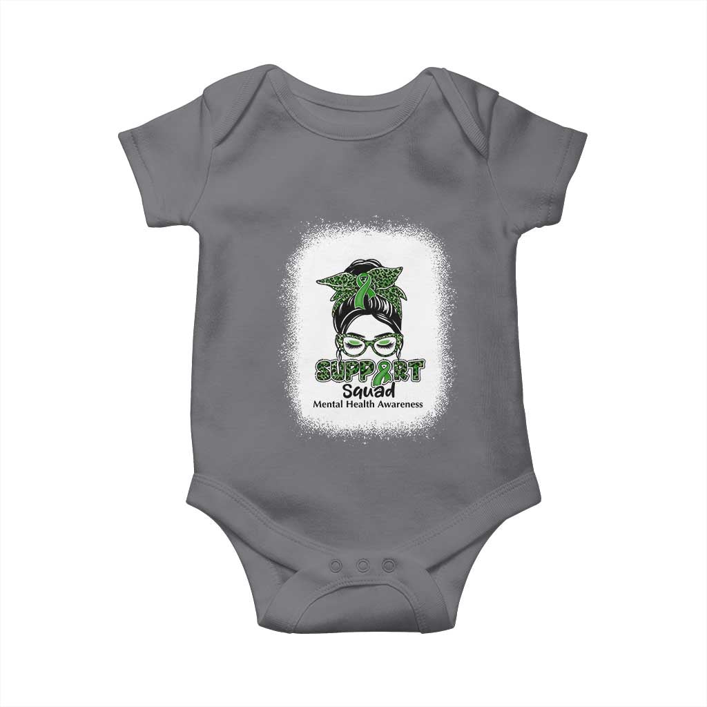 Mental Health Awarenes Baby Onesie Messy Bun Green Ribbon Support