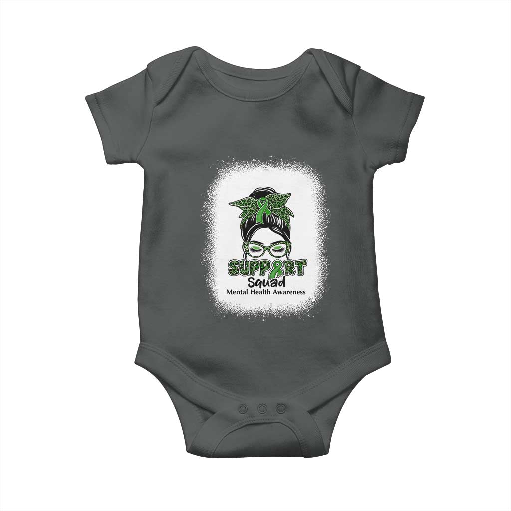 Mental Health Awarenes Baby Onesie Messy Bun Green Ribbon Support