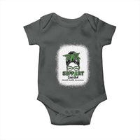 Mental Health Awarenes Baby Onesie Messy Bun Green Ribbon Support