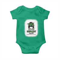 Mental Health Awarenes Baby Onesie Messy Bun Green Ribbon Support