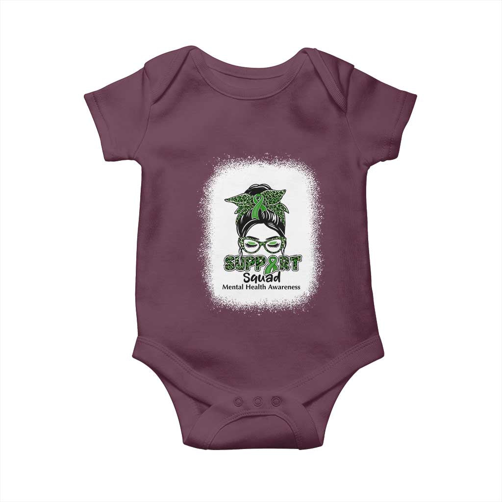 Mental Health Awarenes Baby Onesie Messy Bun Green Ribbon Support