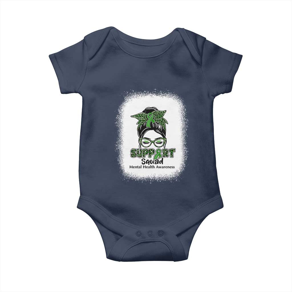 Mental Health Awarenes Baby Onesie Messy Bun Green Ribbon Support