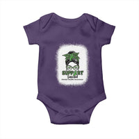 Mental Health Awarenes Baby Onesie Messy Bun Green Ribbon Support