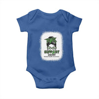 Mental Health Awarenes Baby Onesie Messy Bun Green Ribbon Support