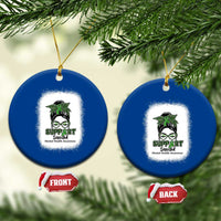 Mental Health Awarenes Ceramic Ornament Messy Bun Green Ribbon Support