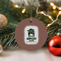 Mental Health Awarenes Ceramic Ornament Messy Bun Green Ribbon Support