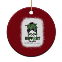 Mental Health Awarenes Ceramic Ornament Messy Bun Green Ribbon Support