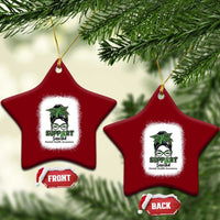 Mental Health Awarenes Ceramic Ornament Messy Bun Green Ribbon Support
