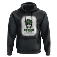 Mental Health Awarenes Hoodie Messy Bun Green Ribbon Support