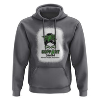 Mental Health Awarenes Hoodie Messy Bun Green Ribbon Support