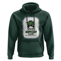 Mental Health Awarenes Hoodie Messy Bun Green Ribbon Support