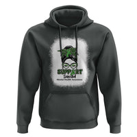 Mental Health Awarenes Hoodie Messy Bun Green Ribbon Support