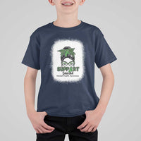 Mental Health Awarenes T Shirt For Kid Messy Bun Green Ribbon Support