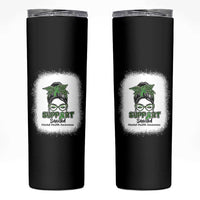 Mental Health Awarenes Skinny Tumbler Messy Bun Green Ribbon Support