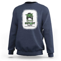 Mental Health Awarenes Sweatshirt Messy Bun Green Ribbon Support
