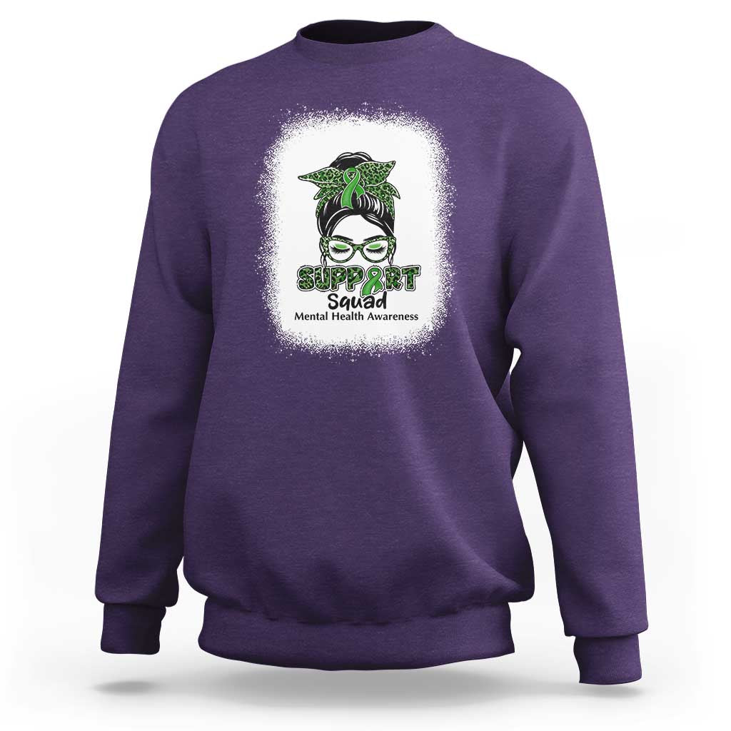 Mental Health Awarenes Sweatshirt Messy Bun Green Ribbon Support