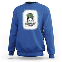 Mental Health Awarenes Sweatshirt Messy Bun Green Ribbon Support