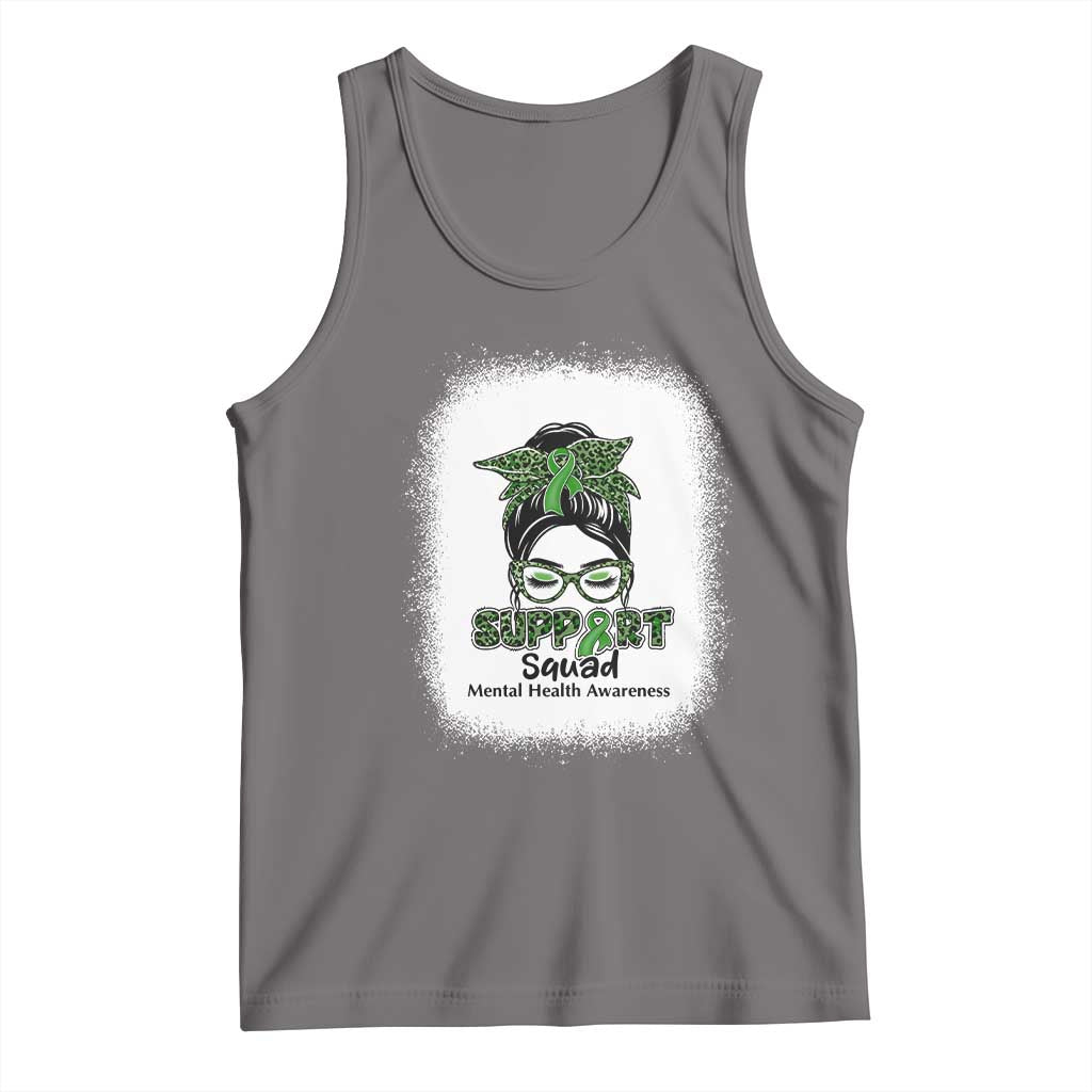 Mental Health Awarenes Tank Top Messy Bun Green Ribbon Support