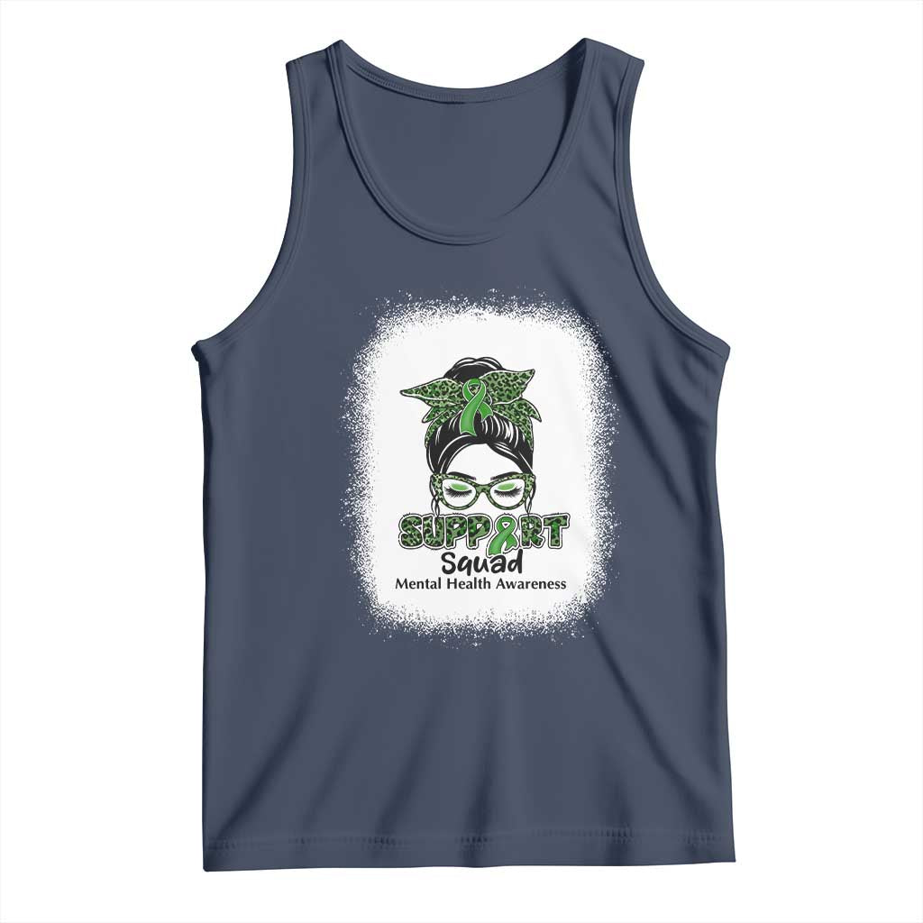Mental Health Awarenes Tank Top Messy Bun Green Ribbon Support
