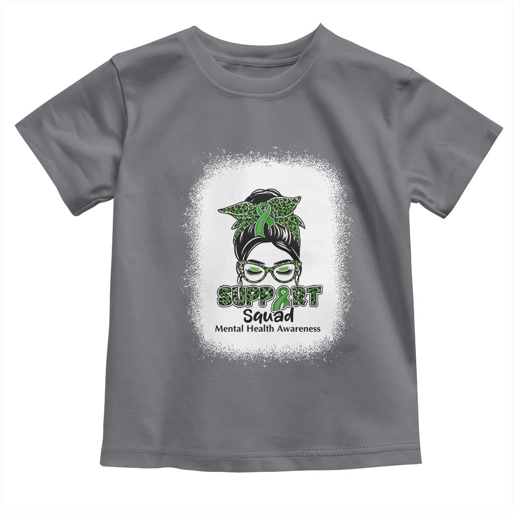 Mental Health Awarenes Toddler T Shirt Messy Bun Green Ribbon Support