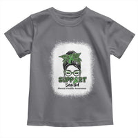 Mental Health Awarenes Toddler T Shirt Messy Bun Green Ribbon Support
