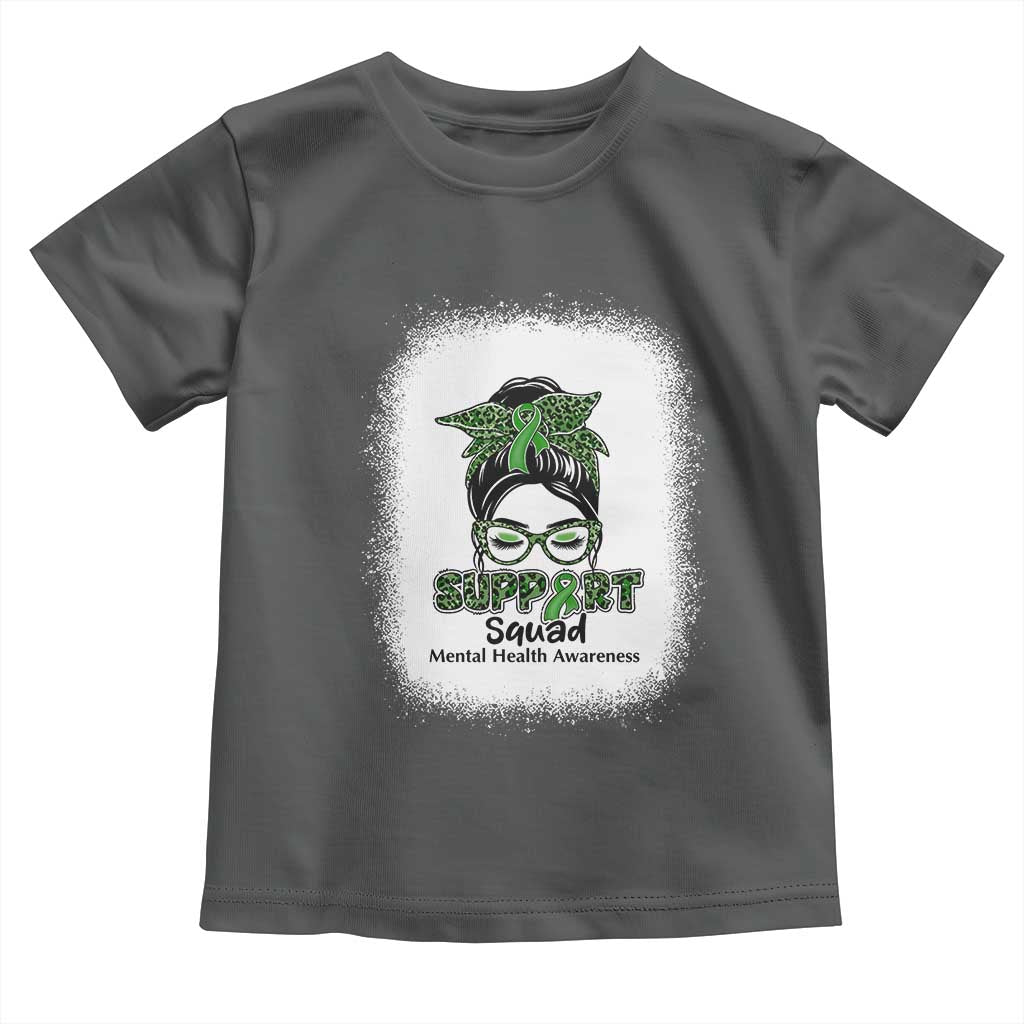 Mental Health Awarenes Toddler T Shirt Messy Bun Green Ribbon Support