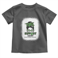 Mental Health Awarenes Toddler T Shirt Messy Bun Green Ribbon Support