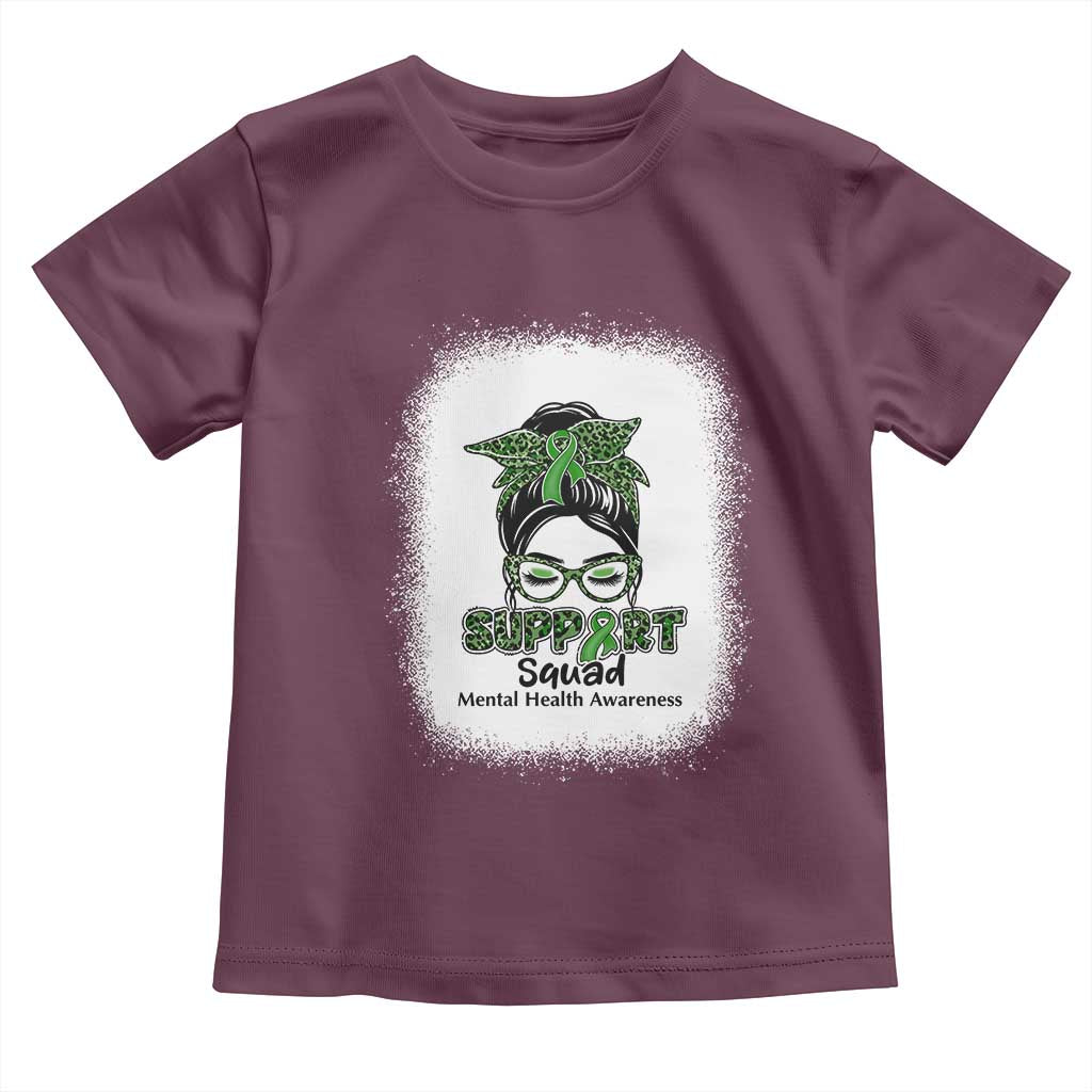 Mental Health Awarenes Toddler T Shirt Messy Bun Green Ribbon Support