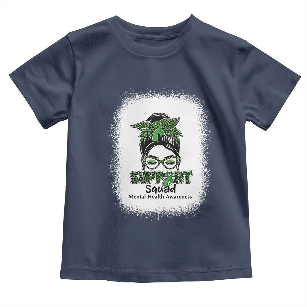 Mental Health Awarenes Toddler T Shirt Messy Bun Green Ribbon Support