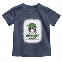 Mental Health Awarenes Toddler T Shirt Messy Bun Green Ribbon Support