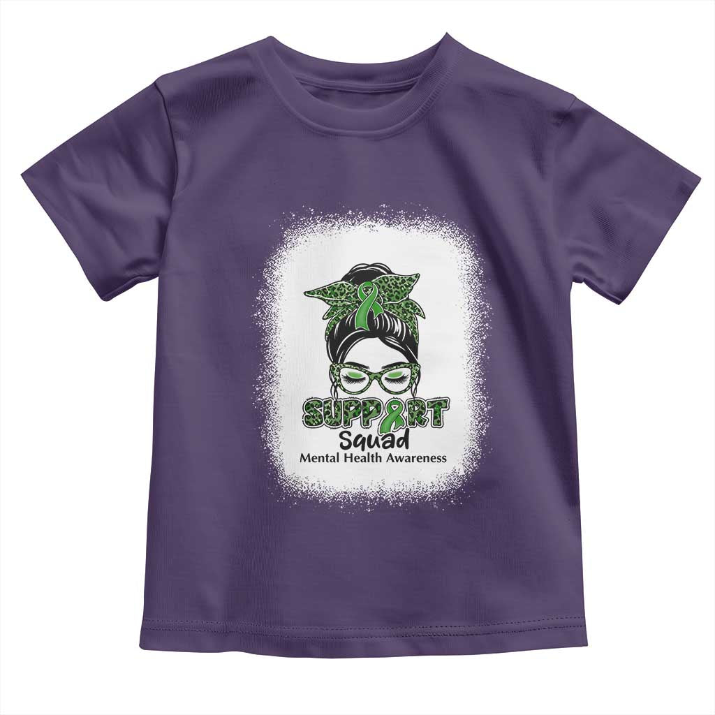 Mental Health Awarenes Toddler T Shirt Messy Bun Green Ribbon Support