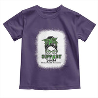 Mental Health Awarenes Toddler T Shirt Messy Bun Green Ribbon Support