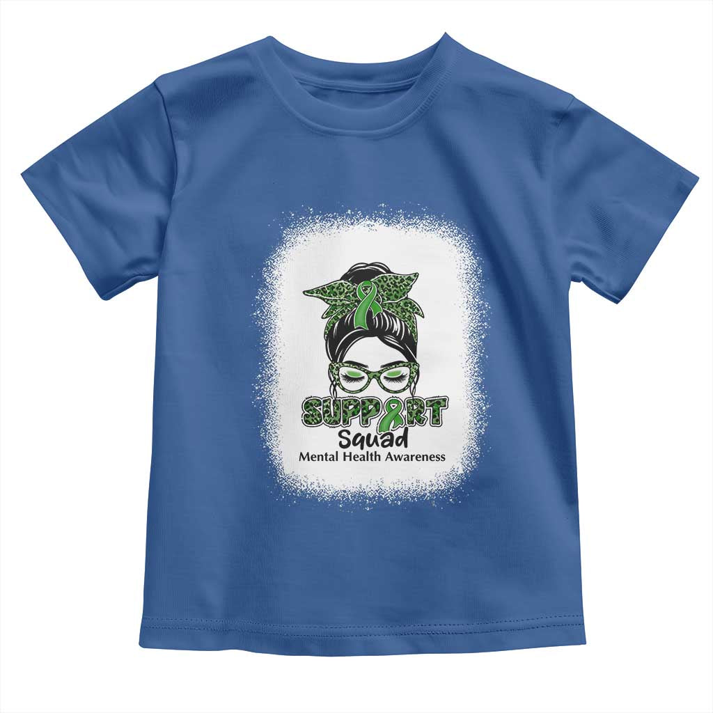 Mental Health Awarenes Toddler T Shirt Messy Bun Green Ribbon Support