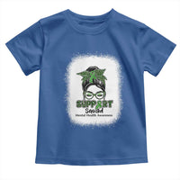 Mental Health Awarenes Toddler T Shirt Messy Bun Green Ribbon Support