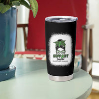 Mental Health Awarenes Tumbler Cup Messy Bun Green Ribbon Support