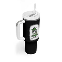 Mental Health Awarenes Tumbler With Handle Messy Bun Green Ribbon Support