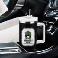 Mental Health Awarenes Tumbler With Handle Messy Bun Green Ribbon Support